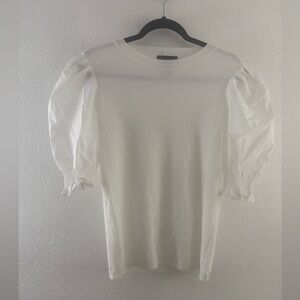 Design 365 Womens White Puffed Sleeve Sweater Size Small